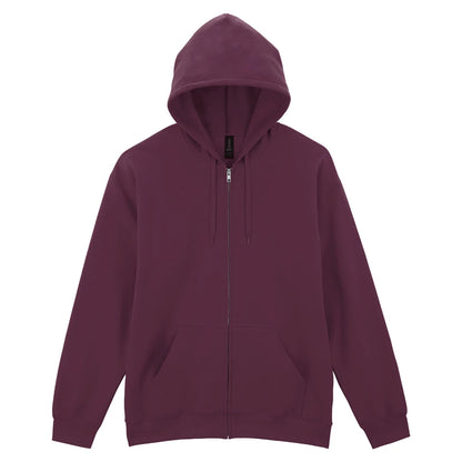 Maroon - Front - Gildan Mens Softstyle Midweight Full Zip Hoodie