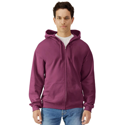 Maroon - Back - Gildan Mens Softstyle Midweight Full Zip Hoodie
