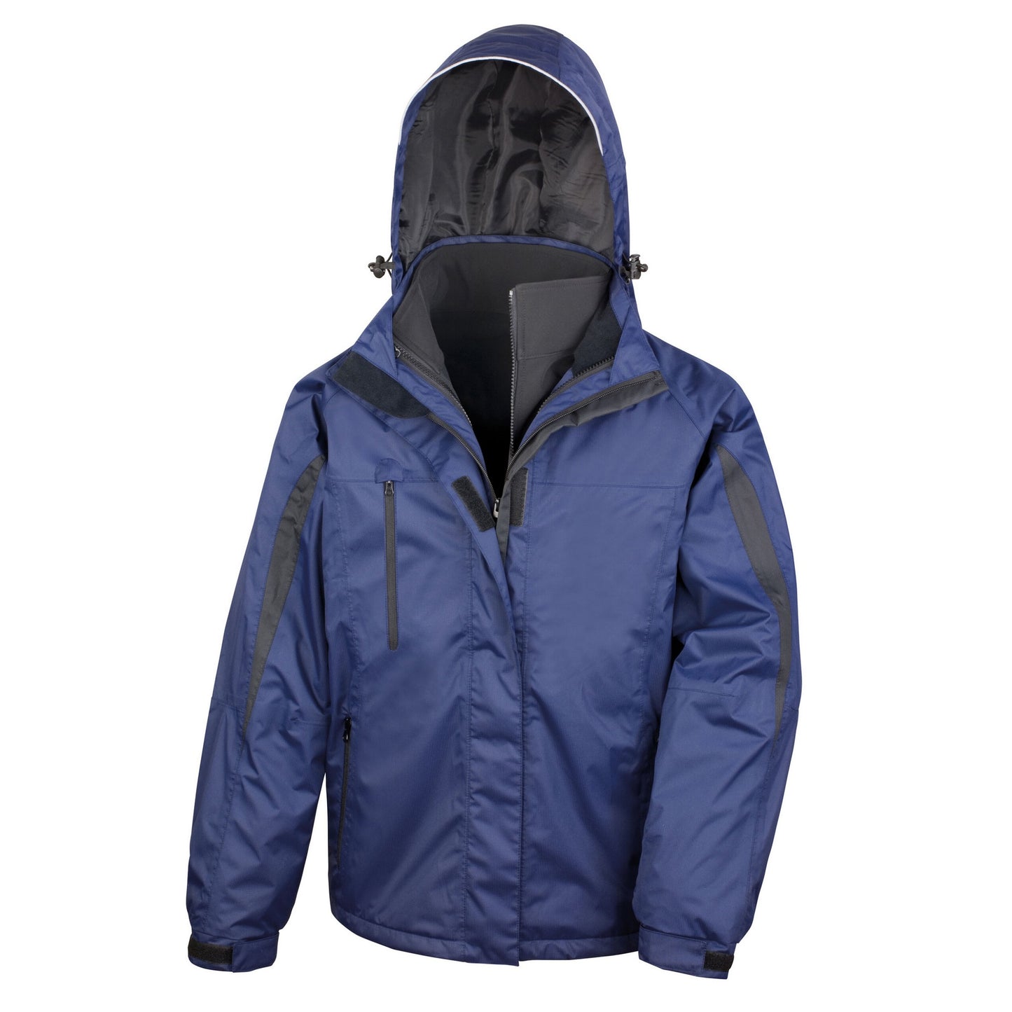 Navy-Black - Front - Result Mens Journey 3 in 1 Soft Shell Jacket