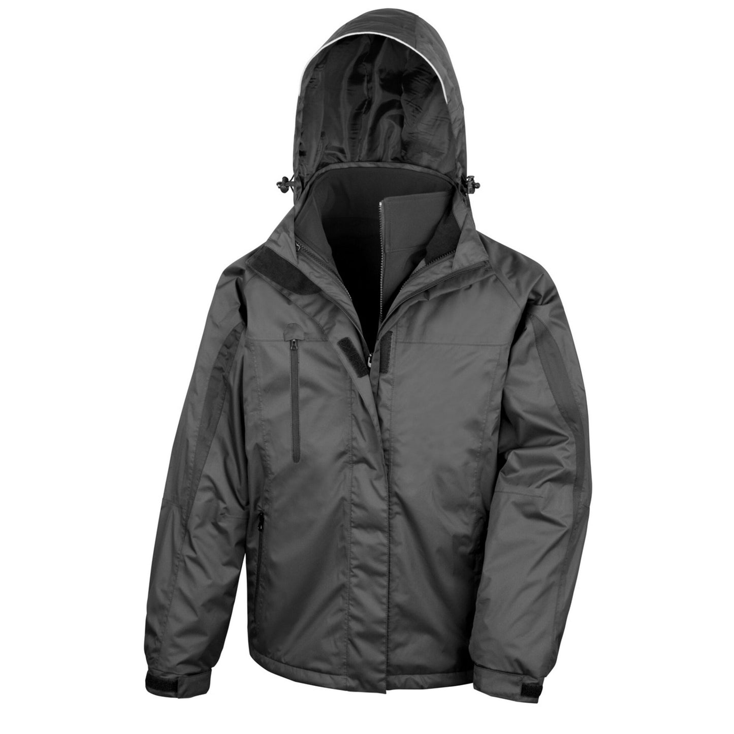 Black - Front - Result Mens Journey 3 in 1 Soft Shell Jacket