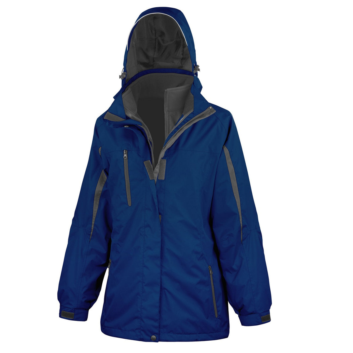 Navy-Black - Front - Result Womens-Ladies Journey 3 in 1 Soft Shell Jacket