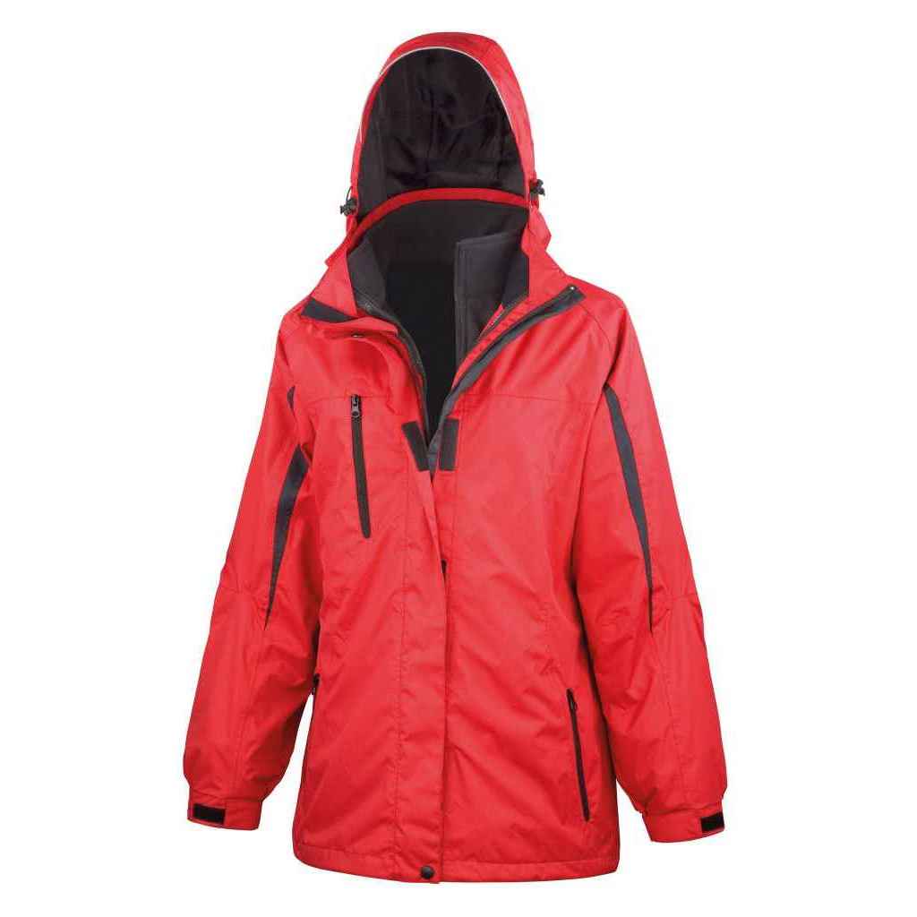 Red-Black - Front - Result Womens-Ladies Journey 3 in 1 Soft Shell Jacket