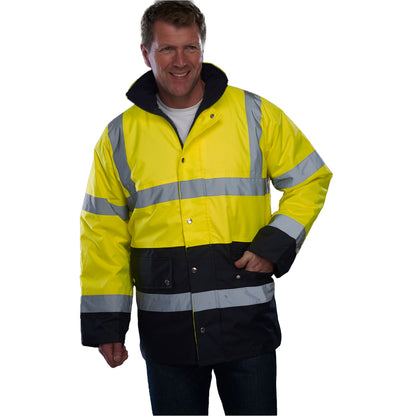 Yellow-Navy - Back - Yoko Unisex Adult Motorway Two Tone Hi-Vis Jacket