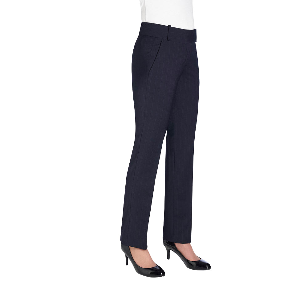 Navy - Front - Brook Taverner Womens-Ladies Sophisticated Genoa Slim Trousers