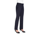 Navy - Front - Brook Taverner Womens-Ladies Sophisticated Genoa Slim Trousers