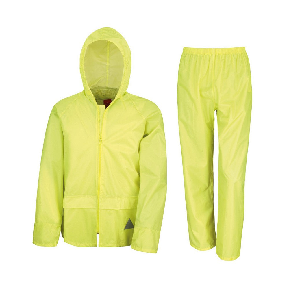 Neon Yellow - Front - Result Unisex Adult Waterproof Jacket And Trousers Set
