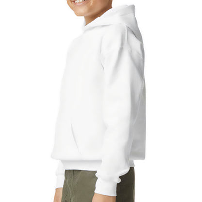 White - Side - Gildan Childrens-Kids Softstyle Ringspun Cotton Midweight Hoodie