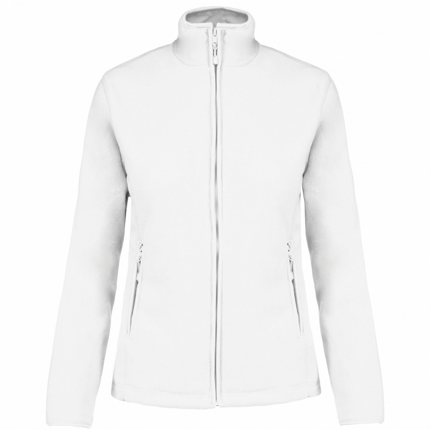 White - Front - Kariban Womens-Ladies Maureen Microfleece Jacket