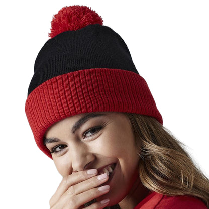 Black-Bright Red - Back - Beechfield Snowstar Two Tone Beanie