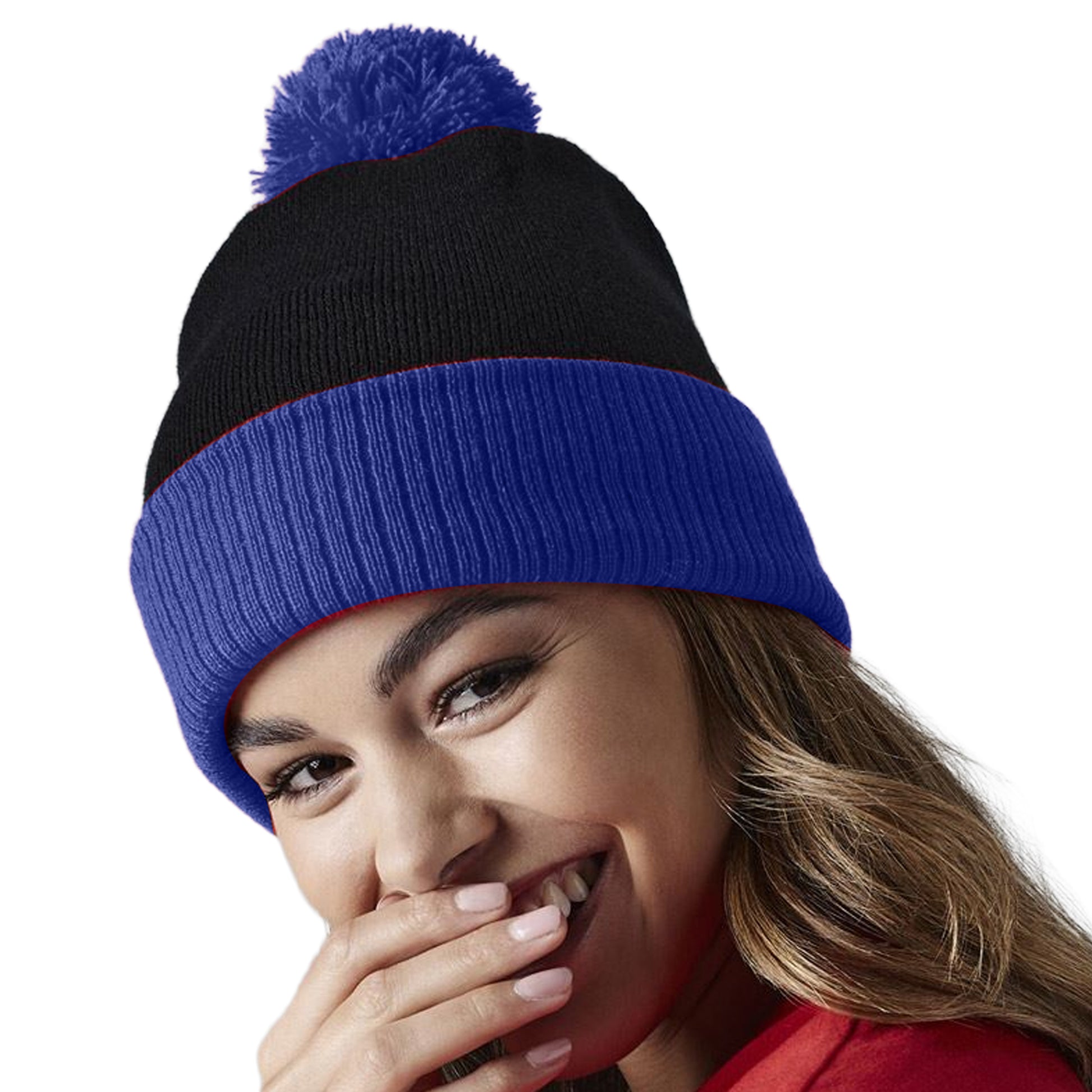 Black-Bright Royal Blue - Back - Beechfield Snowstar Two Tone Beanie