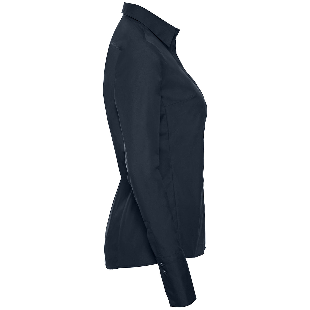 Bright Navy - Side - Russell Collection Womens-Ladies Ultimate Stretch Long-Sleeved Formal Shirt