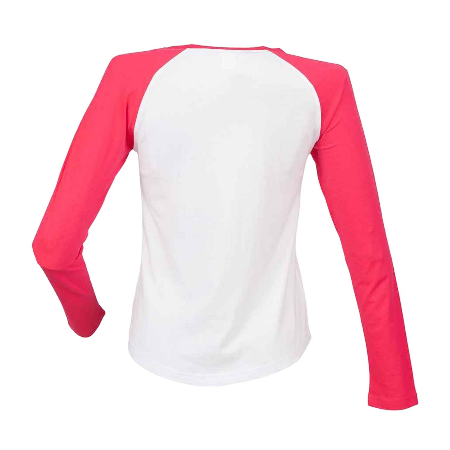 White-Hot Pink - Back - Skinni Fit Womens-Ladies Long-Sleeved Baseball T-Shirt