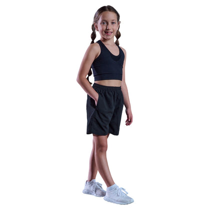 Black - Back - Tombo Childrens-Kids Start Line Mesh Lined Shorts