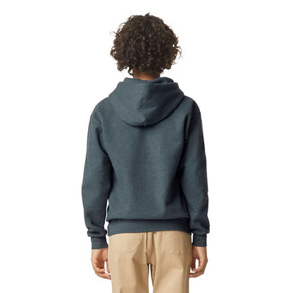 Dark Heather - Back - Gildan Childrens-Kids Softstyle Plain Midweight Hoodie