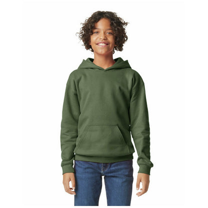 Military Green - Front - Gildan Childrens-Kids Softstyle Plain Midweight Hoodie
