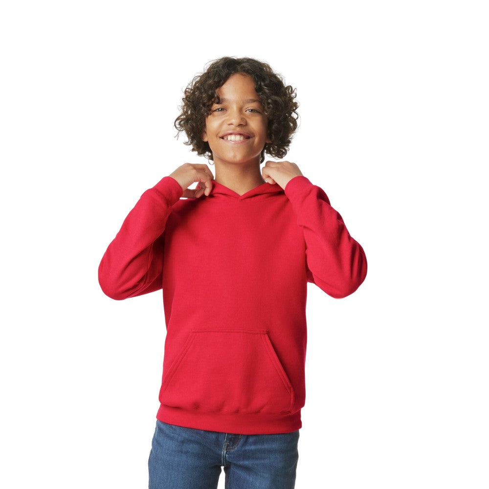 Red - Front - Gildan Childrens-Kids Softstyle Plain Midweight Hoodie