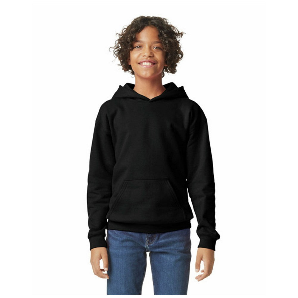 Black - Front - Gildan Childrens-Kids Softstyle Plain Midweight Hoodie