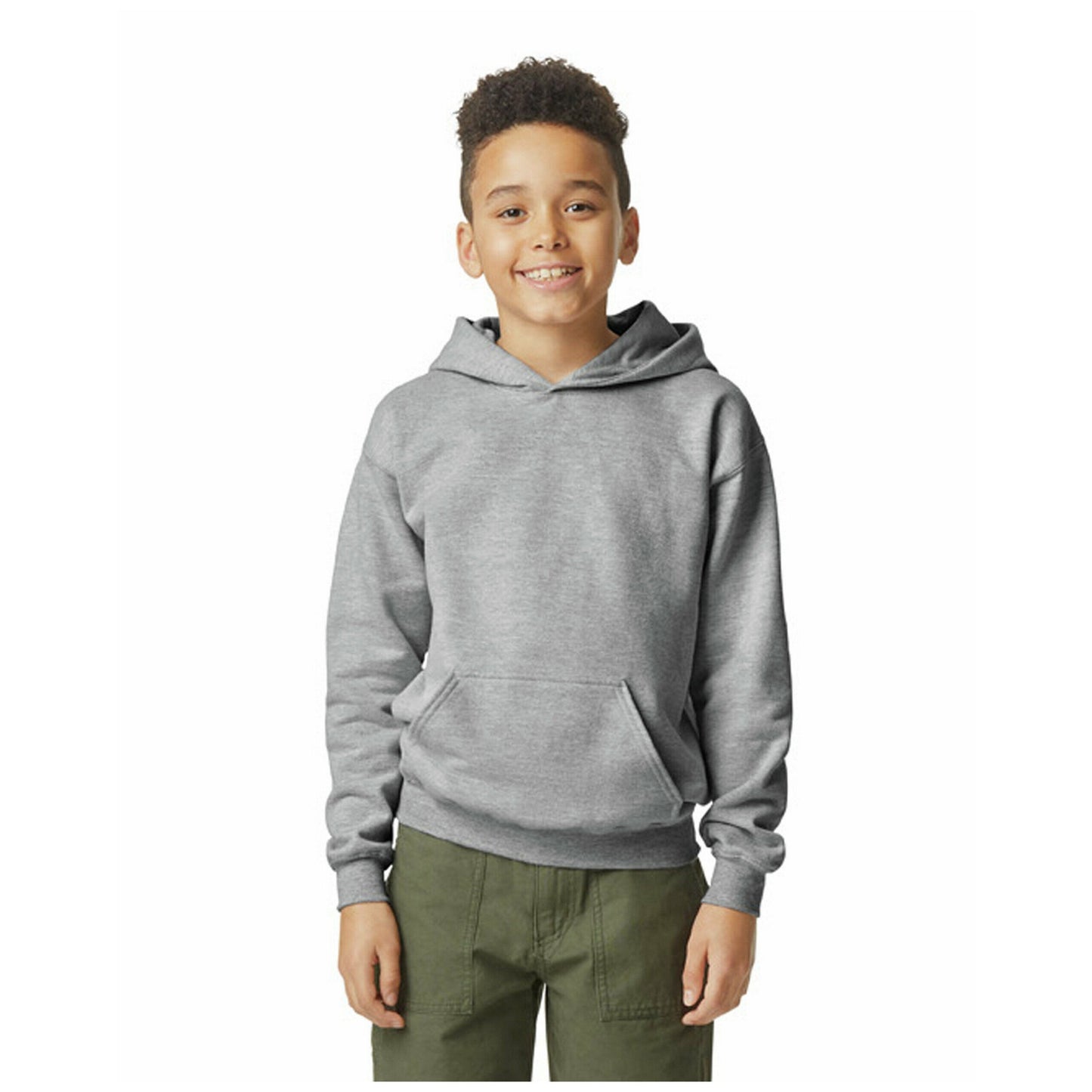 Sports Grey - Front - Gildan Childrens-Kids Softstyle Midweight Hoodie
