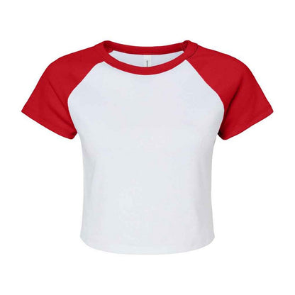 White-Red - Front - Bella + Canvas Womens-Ladies Raglan Crop T-Shirt