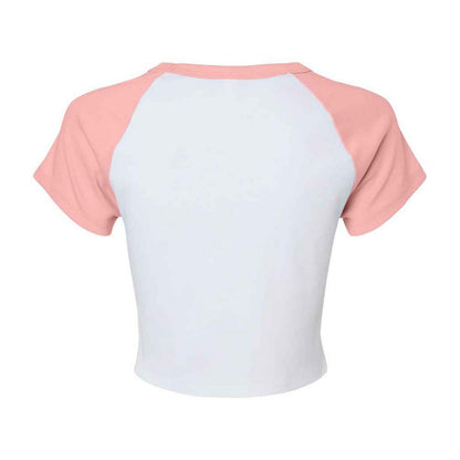 White-Pink - Back - Bella + Canvas Womens-Ladies Raglan Crop T-Shirt