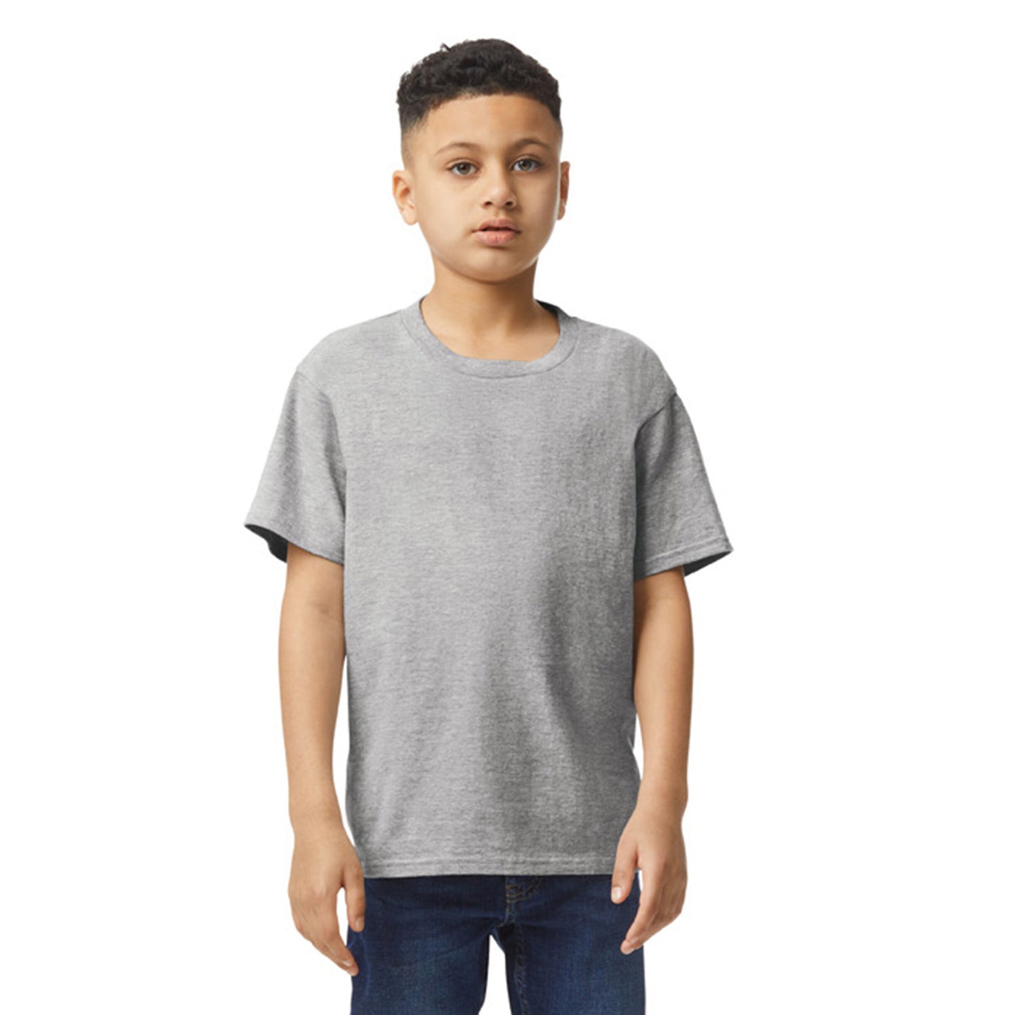 Sporty Grey - Front - Gildan Childrens-Kids Plain Cotton Lightweight T-Shirt