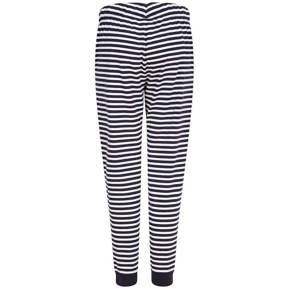 Navy-White - Back - SF Womens-Ladies Stripe Lounge Pants