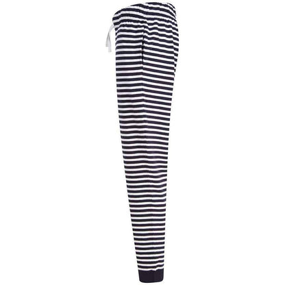 Navy-White - Side - SF Womens-Ladies Stripe Lounge Pants