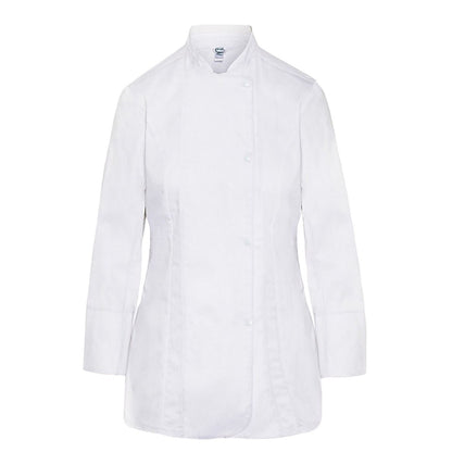 White - Front - Dennys Womens-Ladies Premium Long-Sleeved Chef Jacket