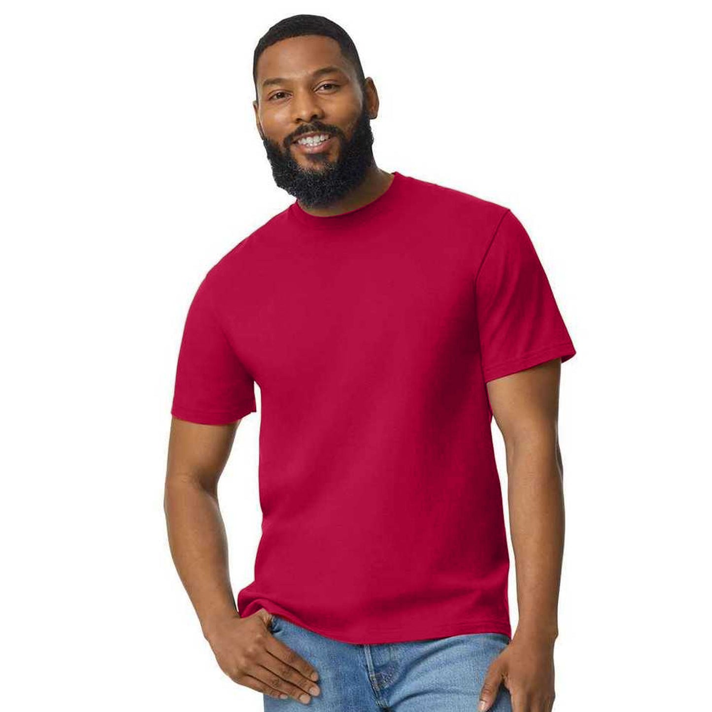 Cherry Red - Side - Gildan Mens Cotton Lightweight T-Shirt