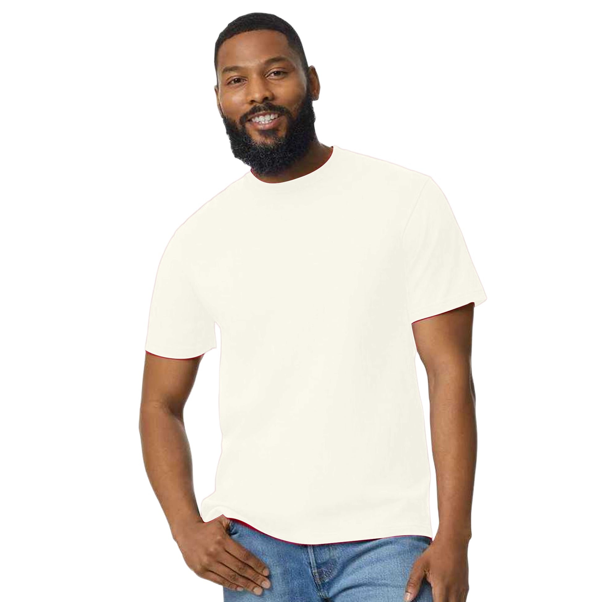 Off White - Side - Gildan Mens Cotton Lightweight T-Shirt