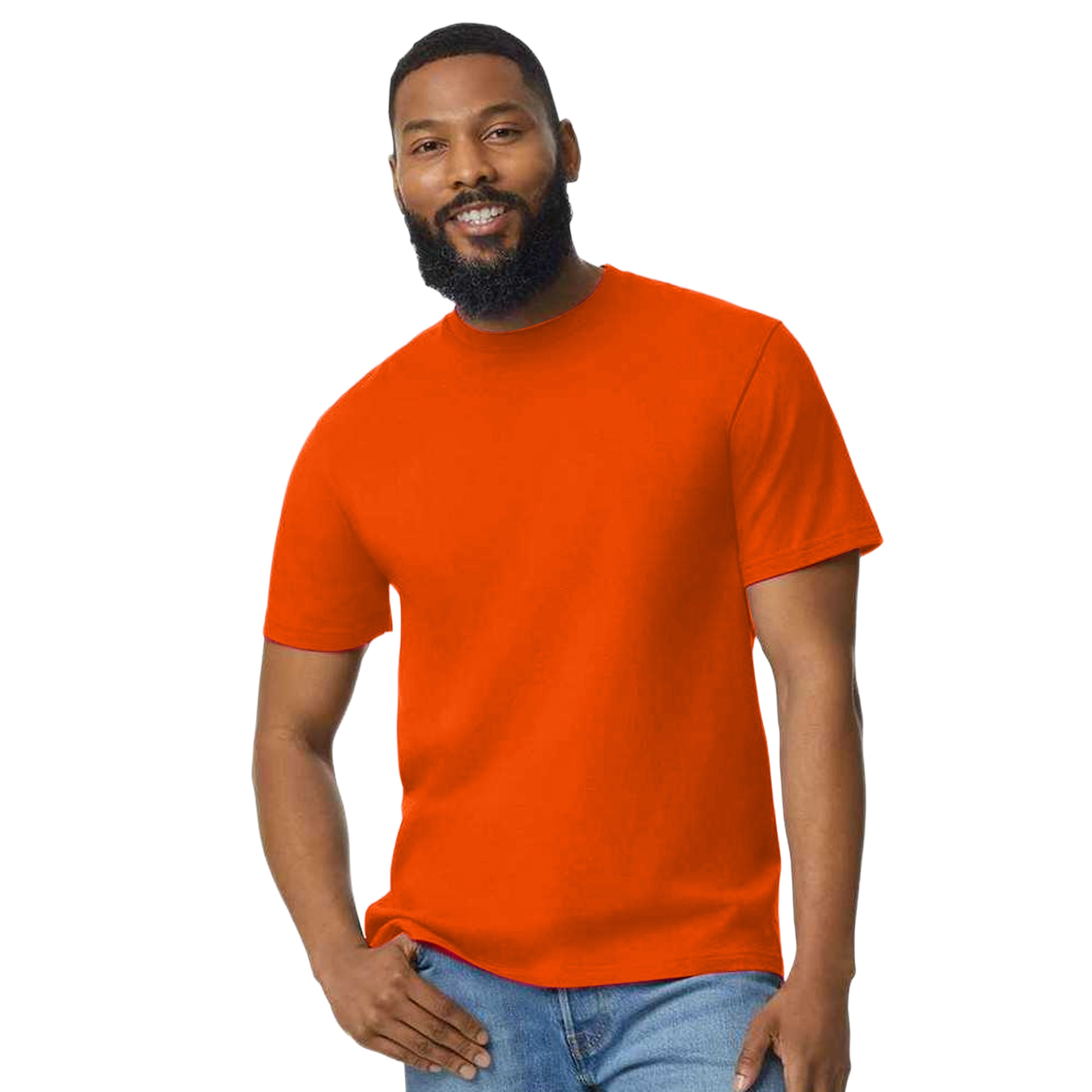 Orange - Side - Gildan Mens Cotton Lightweight T-Shirt