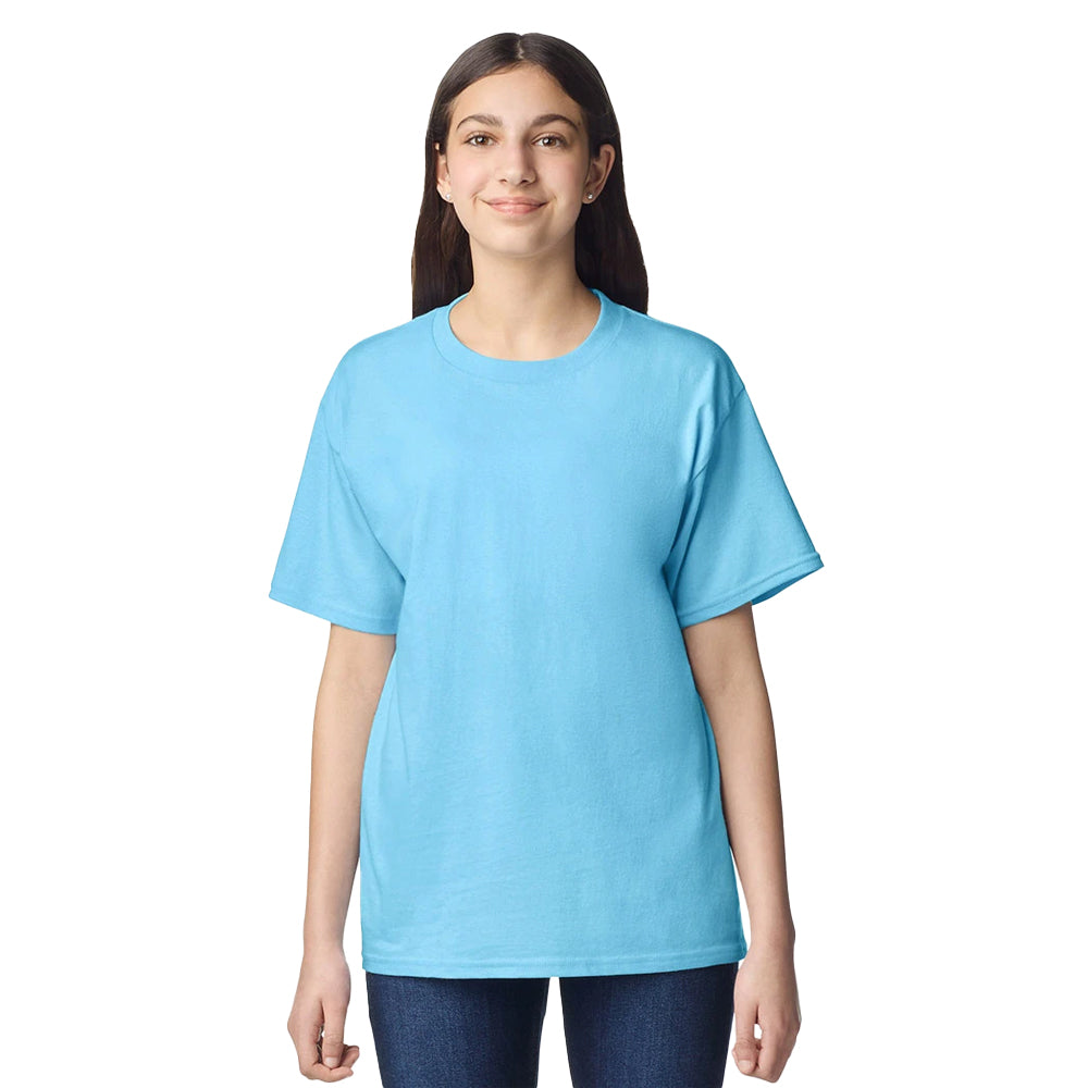 Sky Blue - Side - Gildan Childrens-Kids Plain Lightweight T-Shirt