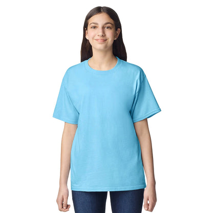 Sky Blue - Side - Gildan Childrens-Kids Plain Lightweight T-Shirt