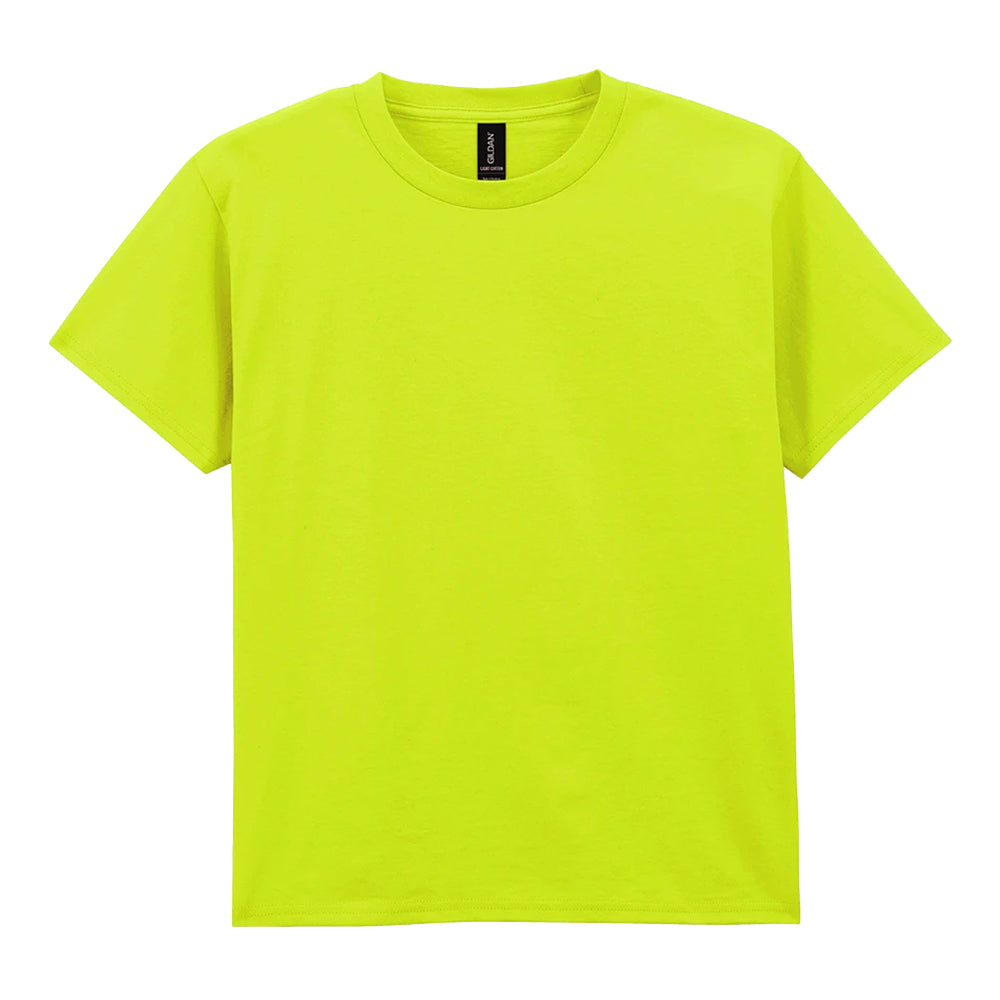 Safety Green - Front - Gildan Childrens-Kids Plain Lightweight T-Shirt