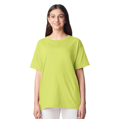 Safety Green - Side - Gildan Childrens-Kids Plain Lightweight T-Shirt