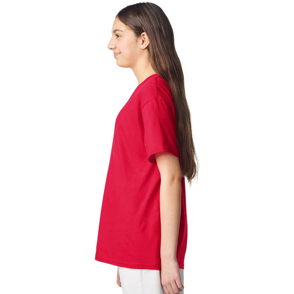 Red - Side - Gildan Childrens-Kids Plain Lightweight T-Shirt