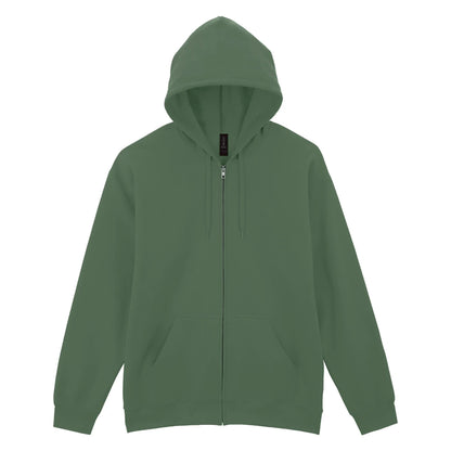 Military Green - Front - Gildan Mens Midweight Soft Touch Full Zip Hoodie