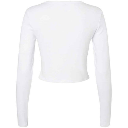 Solid White - Back - Bella + Canvas Womens-Ladies Micro-Rib Long-Sleeved T-Shirt