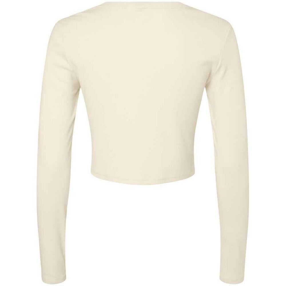 Solid Natural - Back - Bella + Canvas Womens-Ladies Micro-Rib Long-Sleeved T-Shirt