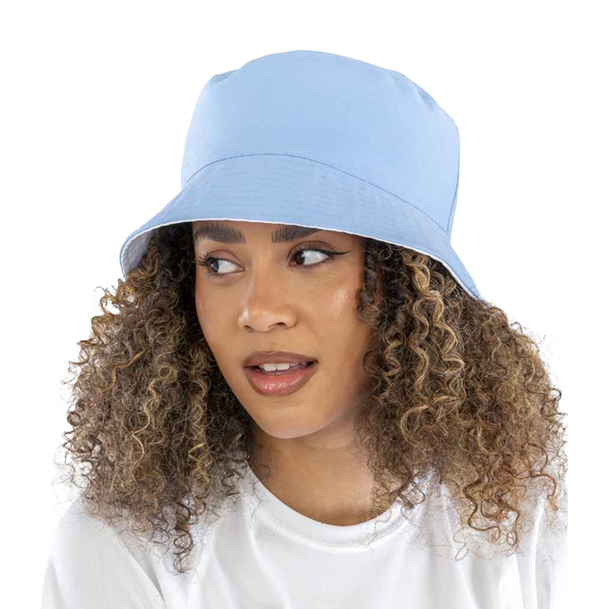 Sky Blue-White - Front - Result Genuine Recycled Mens Core Reversible Bucket Hat