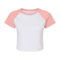 White-Pink - Front - Bella + Canvas Womens-Ladies Micro-Rib Raglan Crop Top