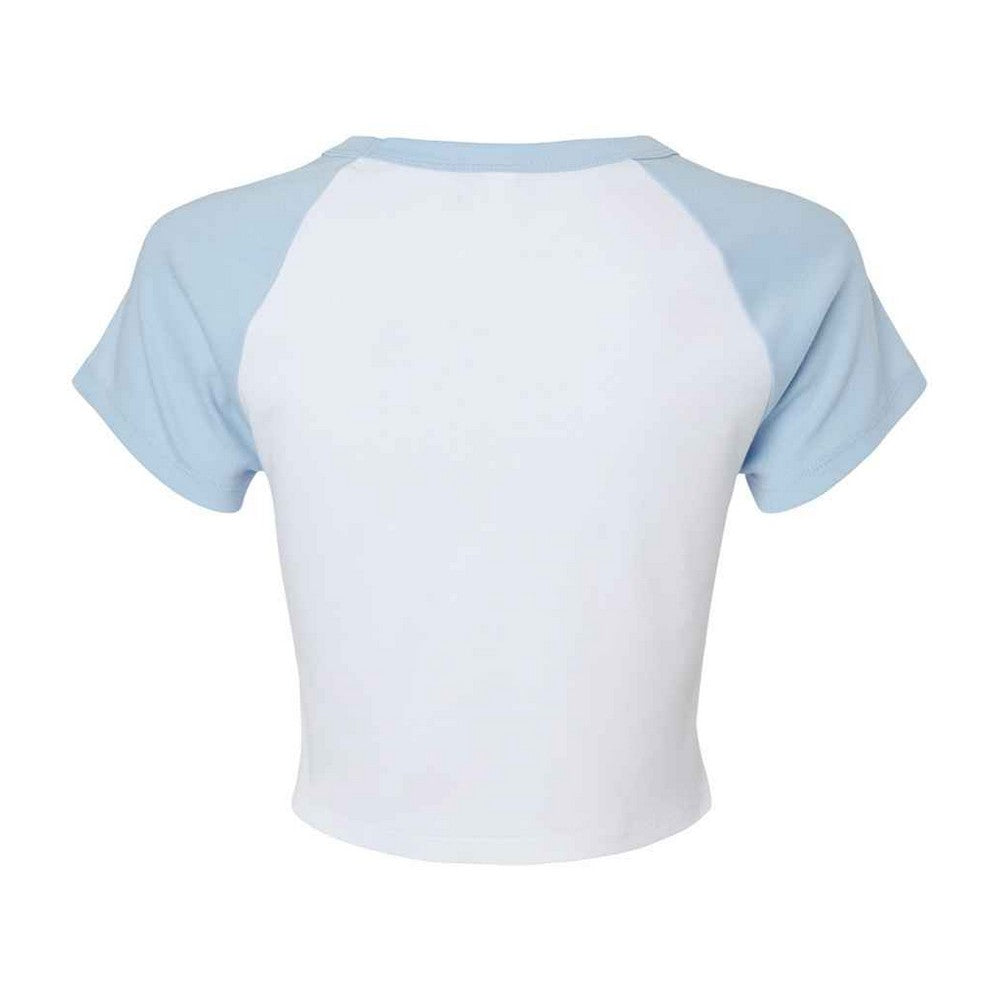 White-Baby Blue - Back - Bella + Canvas Womens-Ladies Micro-Rib Raglan Crop Top