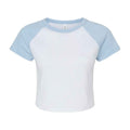White-Baby Blue - Front - Bella + Canvas Womens-Ladies Micro-Rib Raglan Crop Top