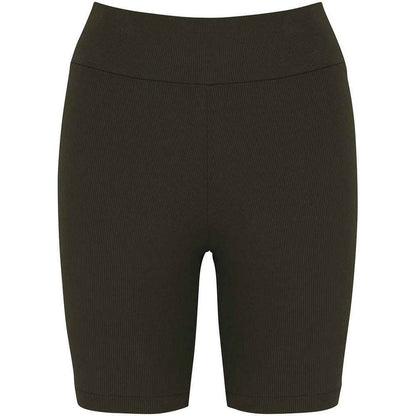 Organic Khaki - Front - Native Spirit Womens-Ladies Ribbed Cycling Shorts