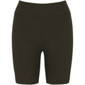 Organic Khaki - Front - Native Spirit Womens-Ladies Ribbed Cycling Shorts