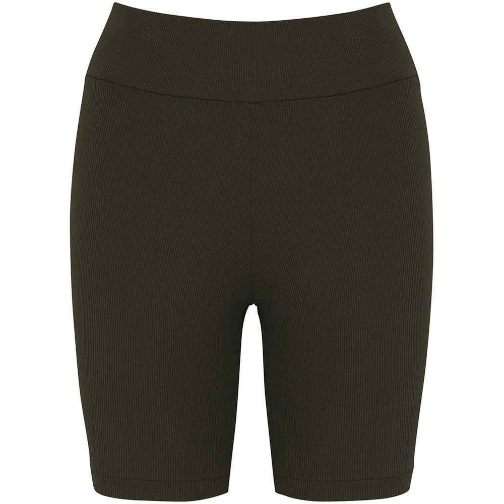 Organic Khaki - Front - Native Spirit Womens-Ladies Ribbed Cycling Shorts