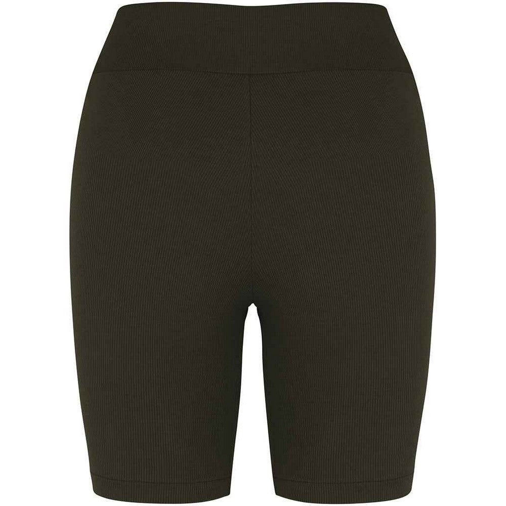 Organic Khaki - Back - Native Spirit Womens-Ladies Ribbed Cycling Shorts