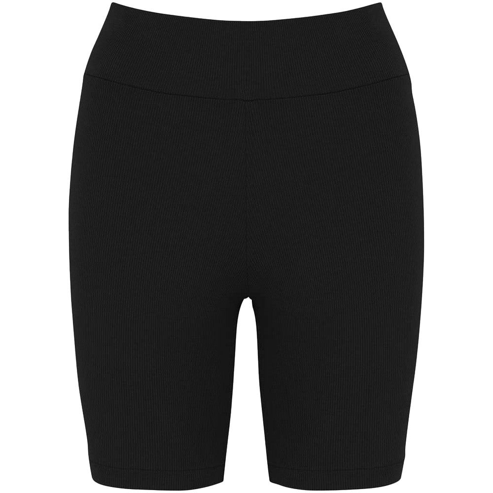 Black - Front - Native Spirit Womens-Ladies Ribbed Cycling Shorts