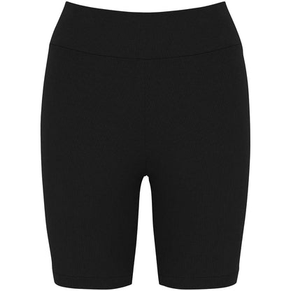 Black - Front - Native Spirit Womens-Ladies Ribbed Cycling Shorts