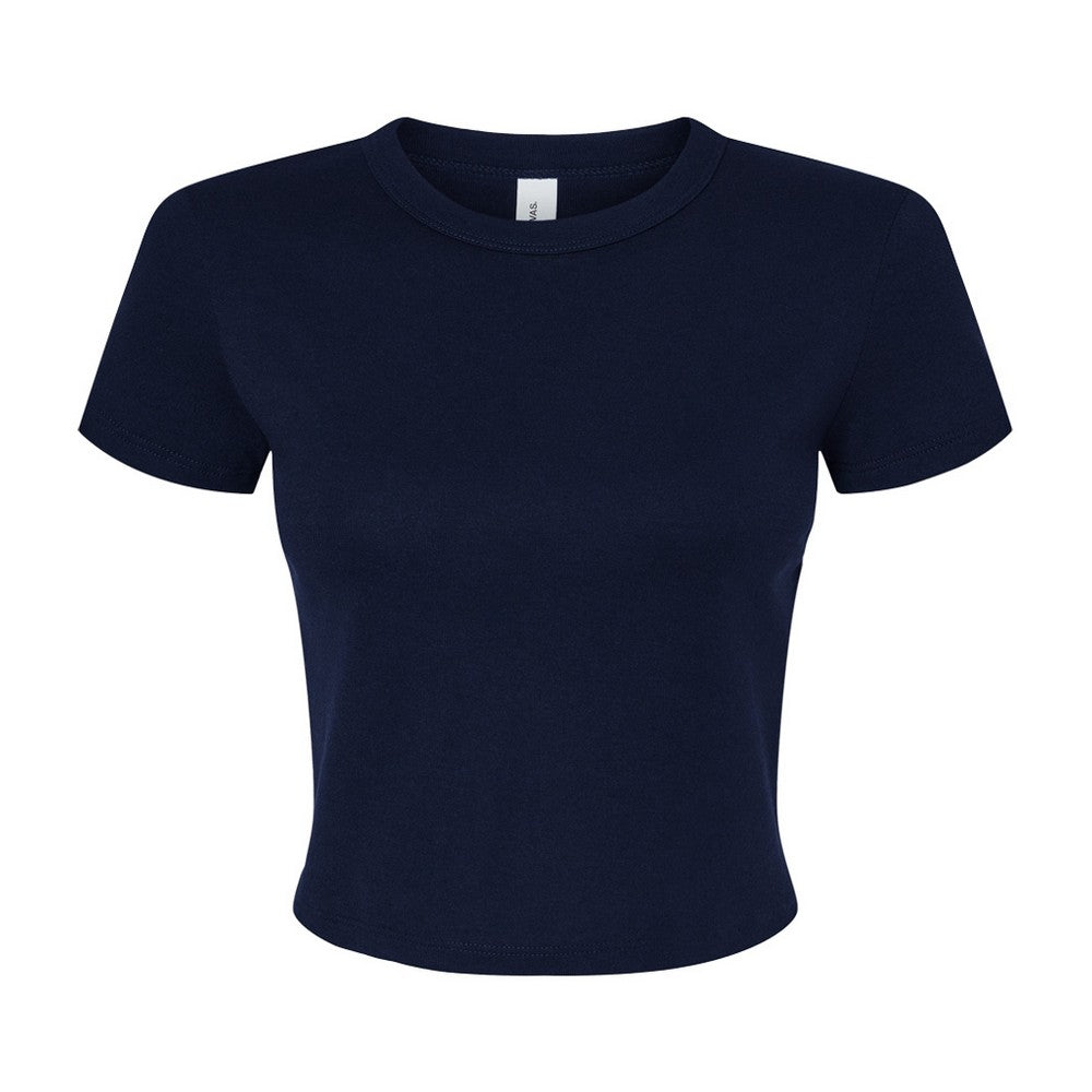 Solid Navy - Front - Bella + Canvas Womens-Ladies Micro-Rib Crop Top